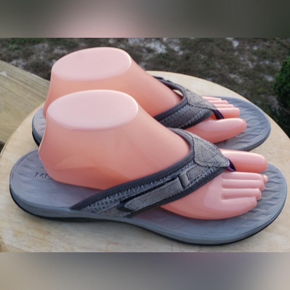 Merrell Siren 2 Flip Flops Women's Sz 9 Gray Suede Nylon Thong Sandals - Picture 3 of 12